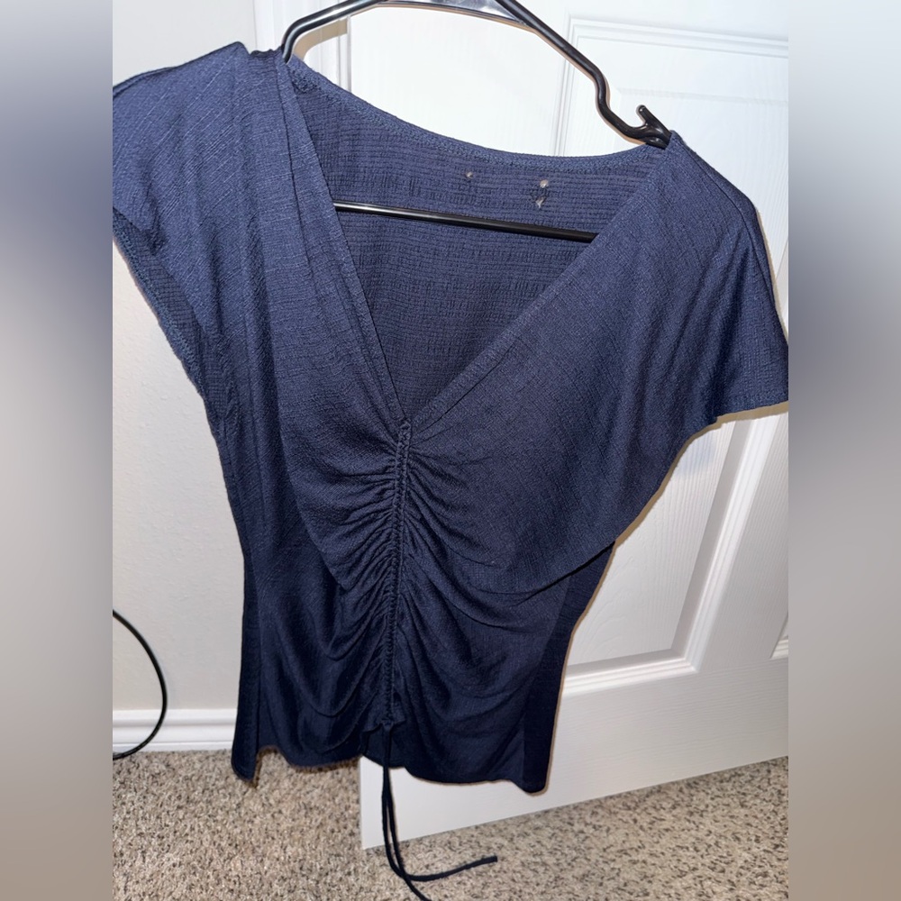 Elegant Navy Ruched Women's Top